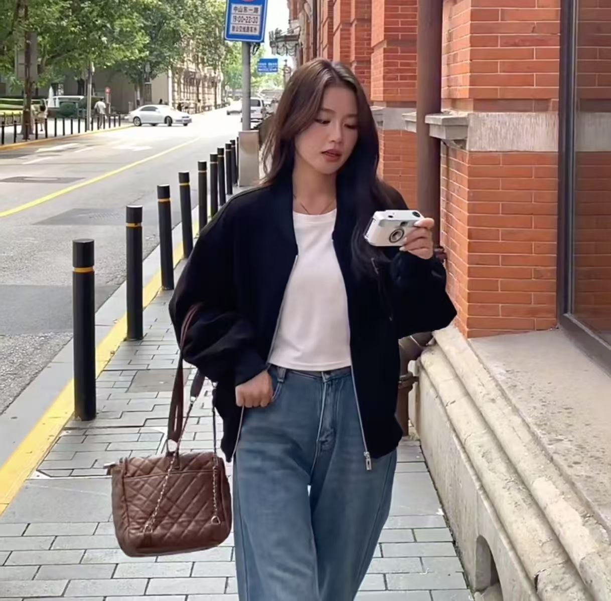 4911 长袖蝙蝠袖洋气棒球服（拉链微瑕，不影响穿着，介意勿拍）