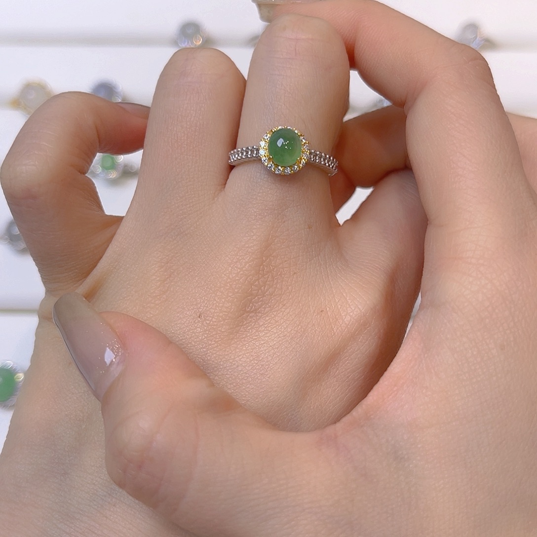 翡翠银S925镶嵌戒指