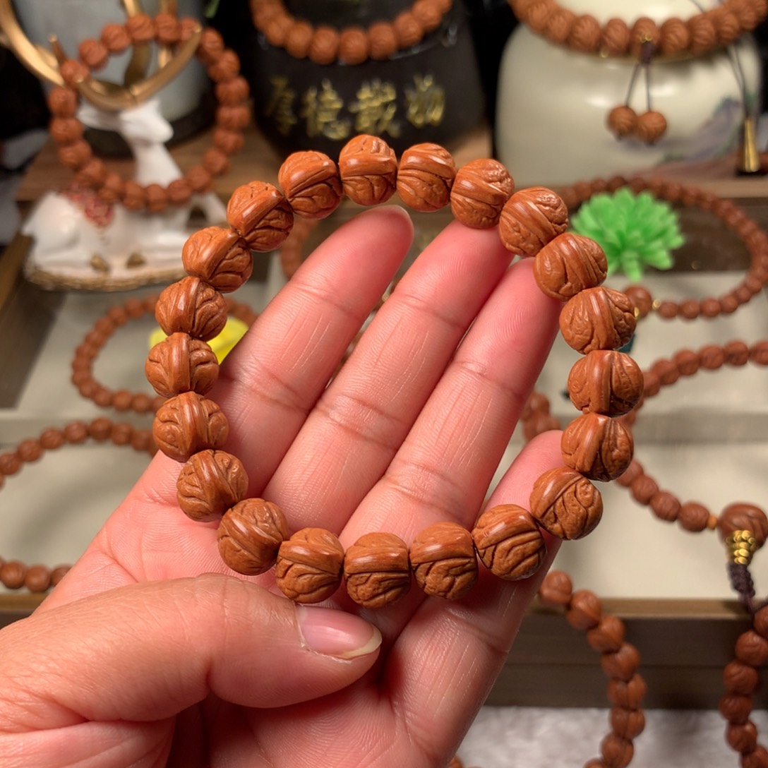 桃核吊坠玉龙脊手串12