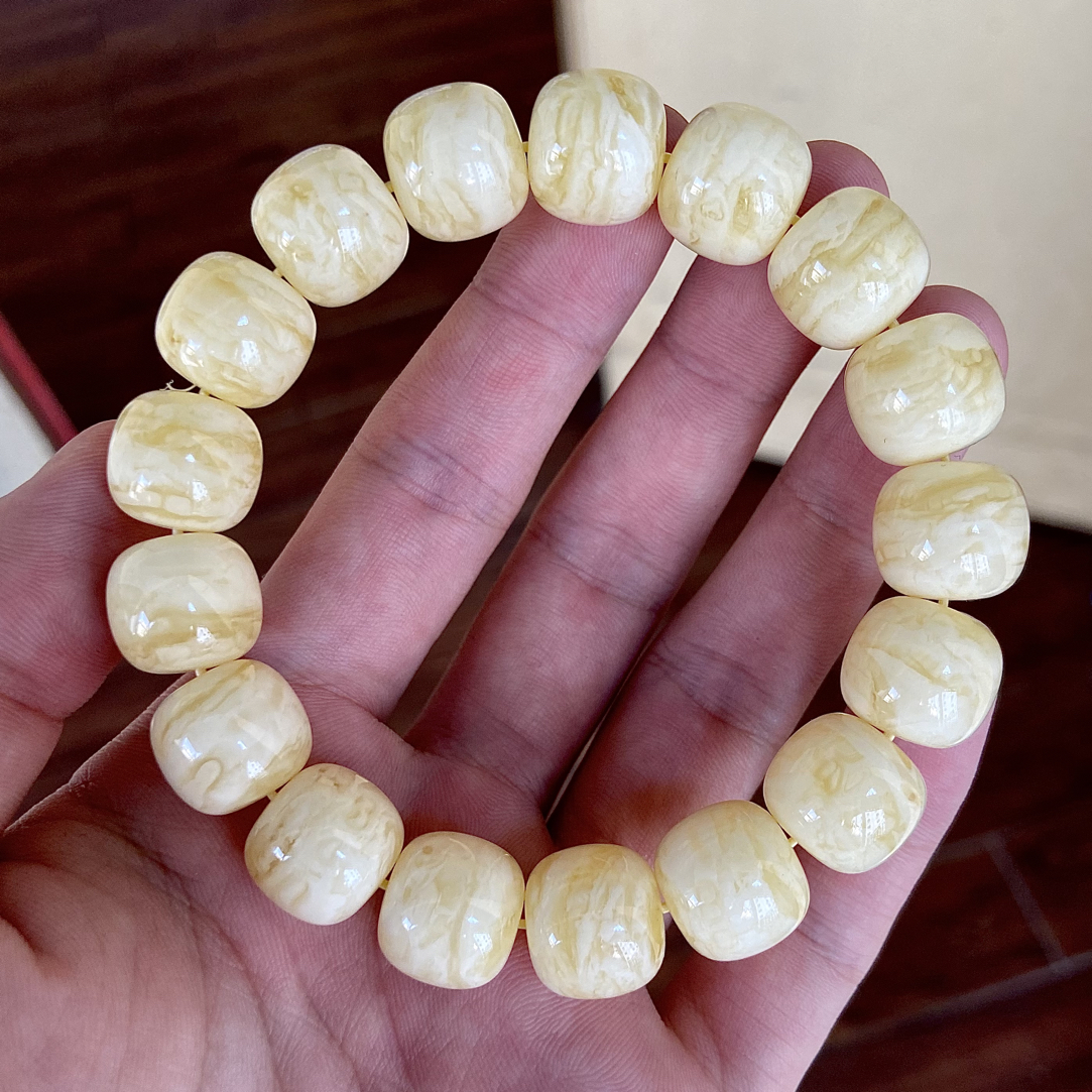 14mm同料瓷白虎皮纹手串