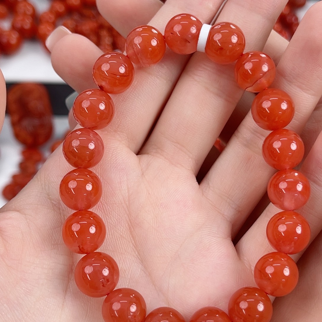 南红玛瑙未镶嵌保山杨柳料10mm手串