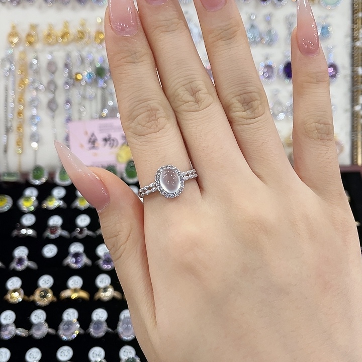 阿***袋岫玉银S925镶嵌戒指