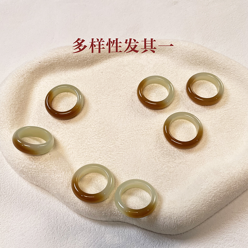 珠联帮和田玉（糖白）14-16指环戒圈戒指（多样性发其一）