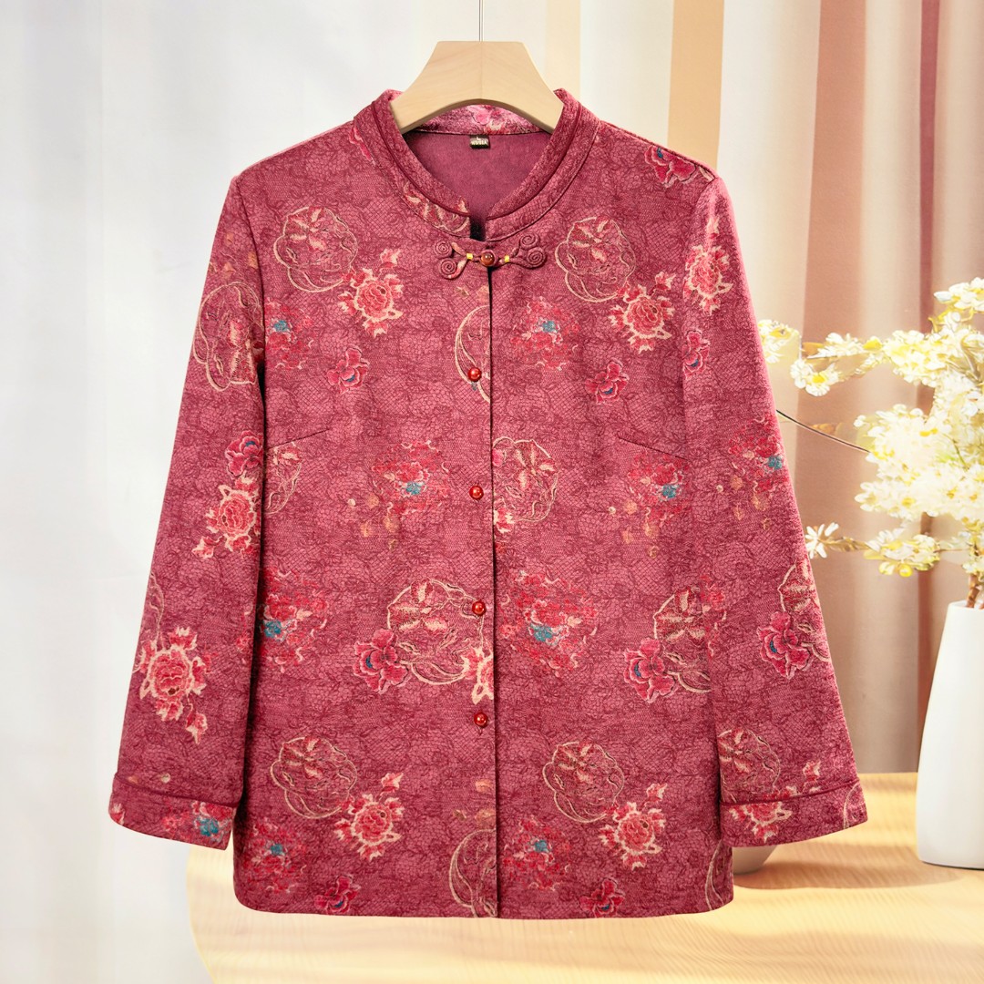 中老年人妈妈长袖衣服女奶奶春秋装衬衫外套老人太太薄款外套上衣