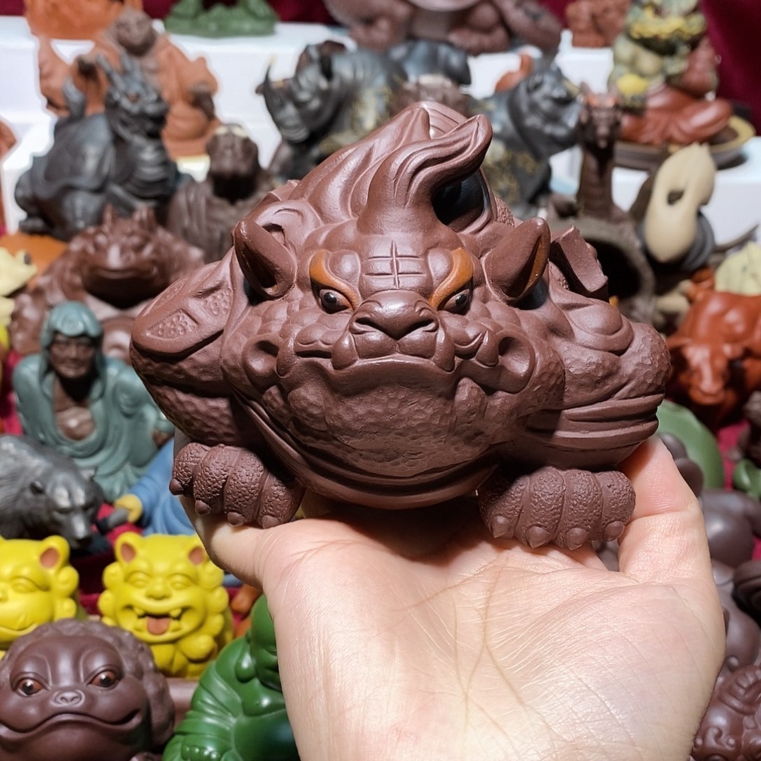 茶宠紫砂宜兴紫砂虎蟾