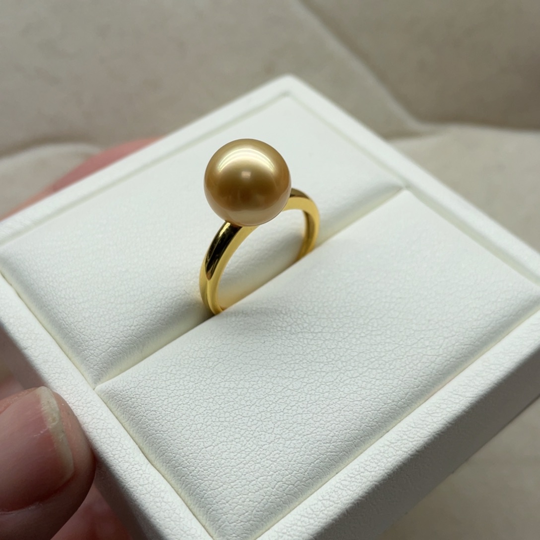 海水珍珠戒指银S925镶嵌10-11mm