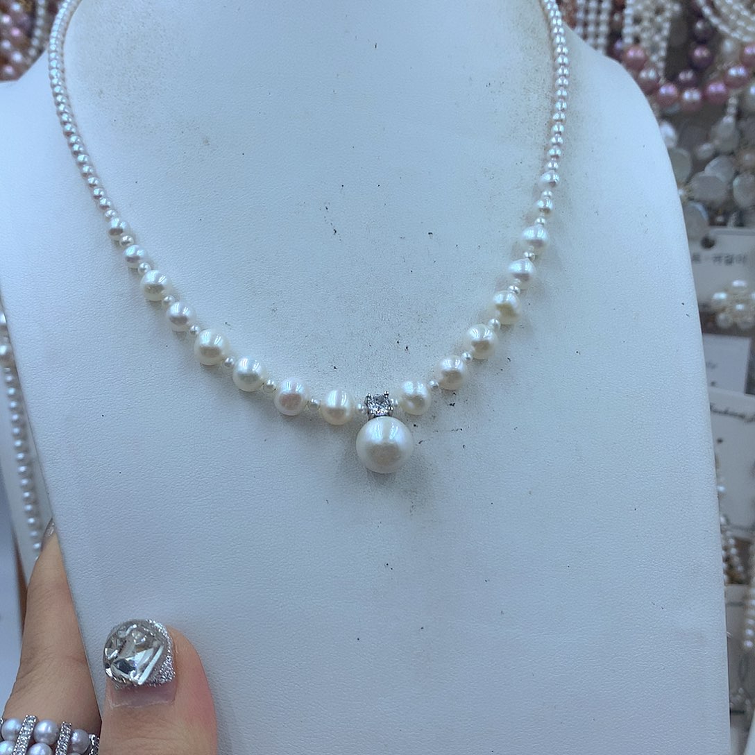 蓝****耳饰淡水珍珠银S925镶嵌