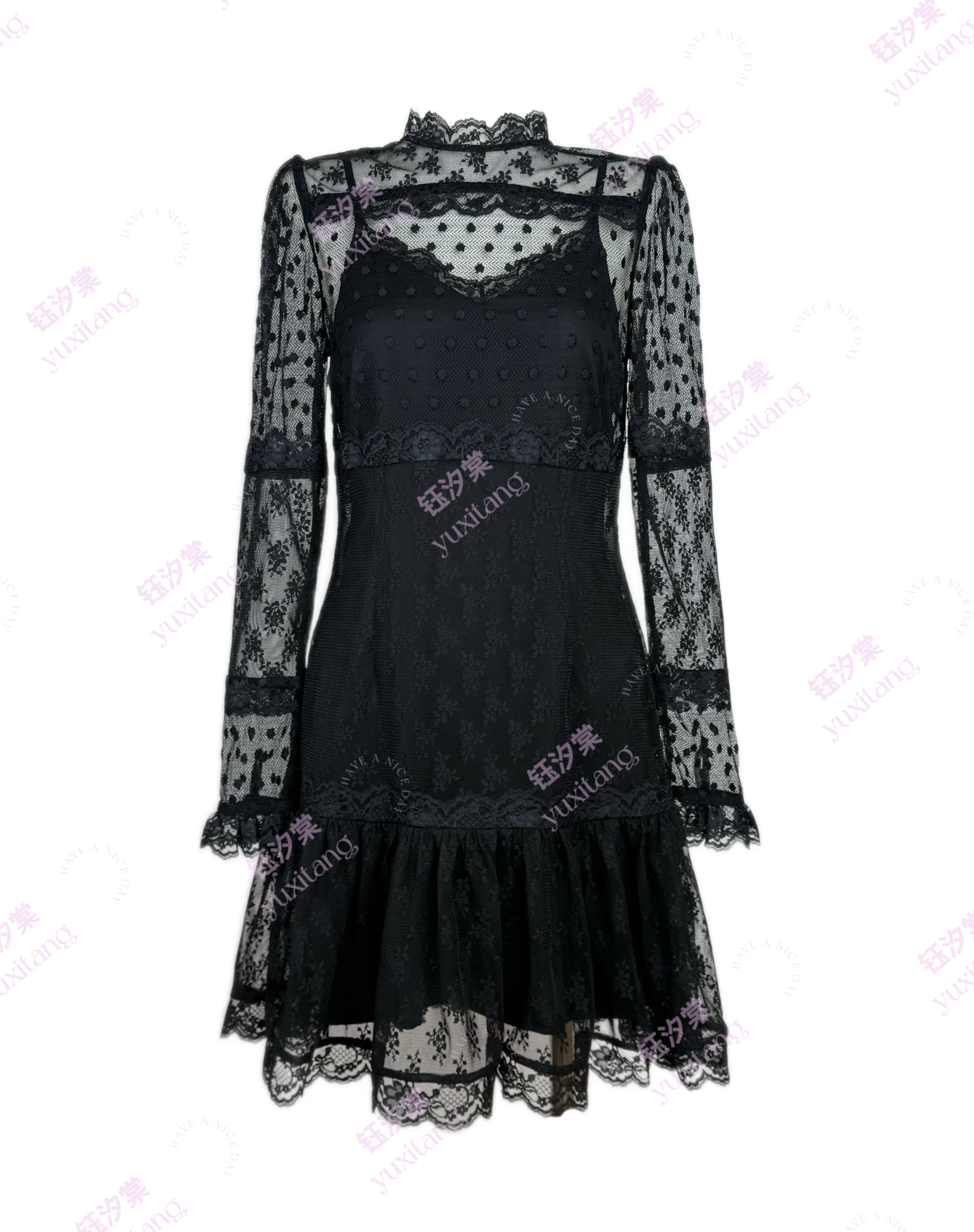 2026新款轻奢仙女风蕾丝中长款连衣裙时尚公主风淑女名媛短裙