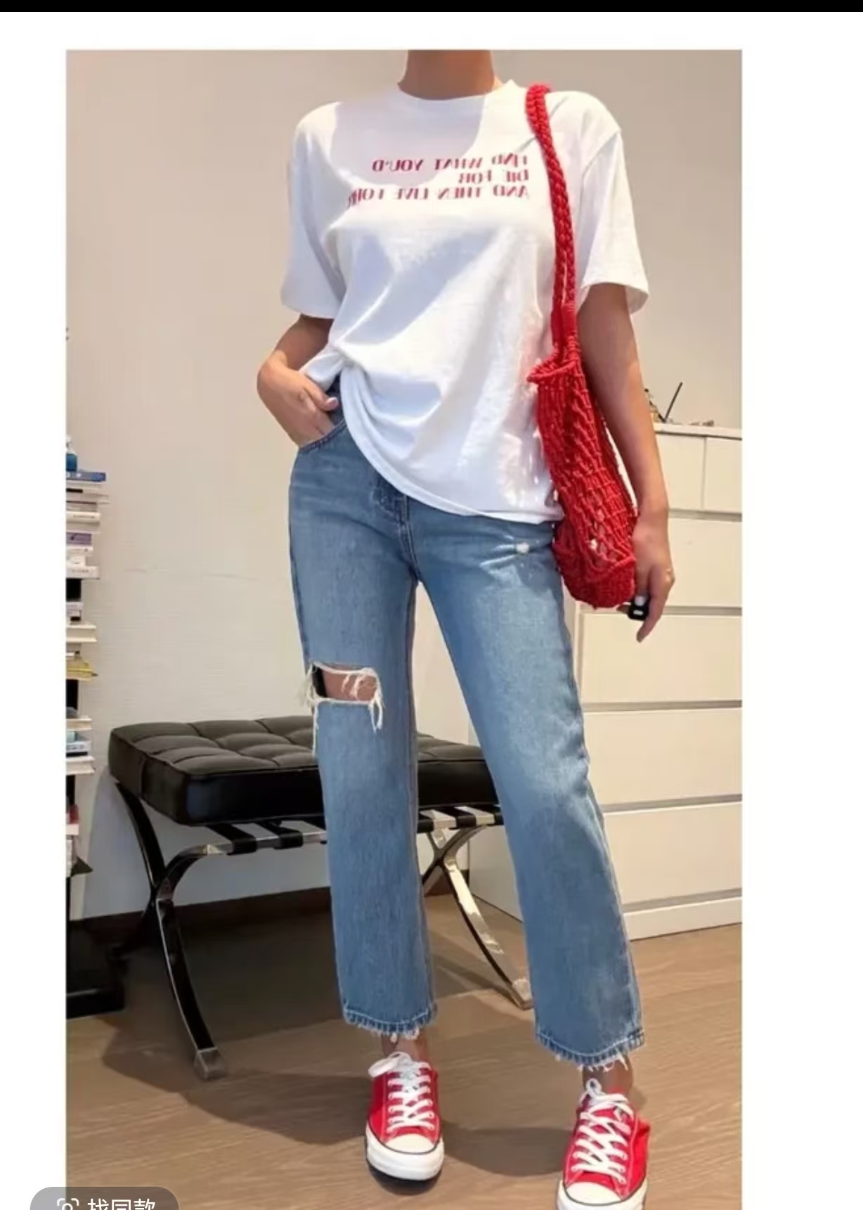 HH 66129 大牌色系！痞帅百搭法棍破洞裤！