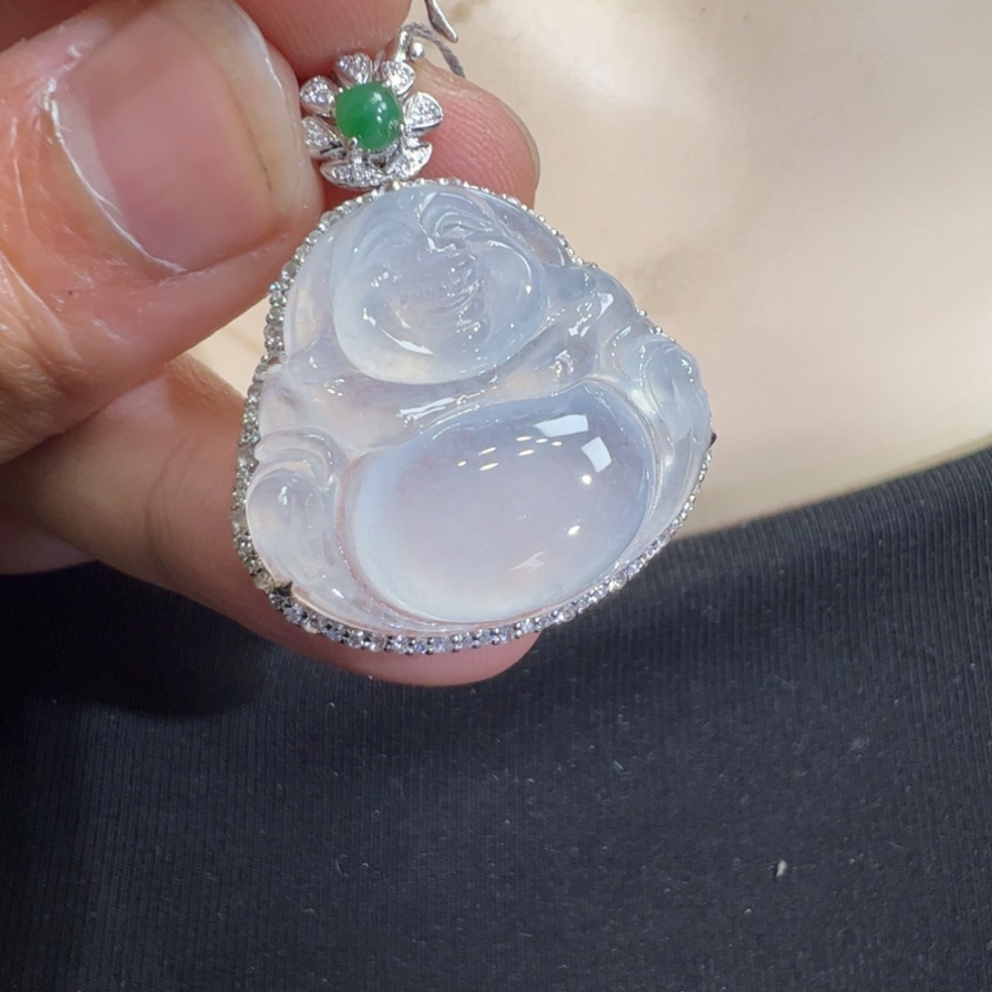 翡翠吊坠(不含链)18K金镶嵌