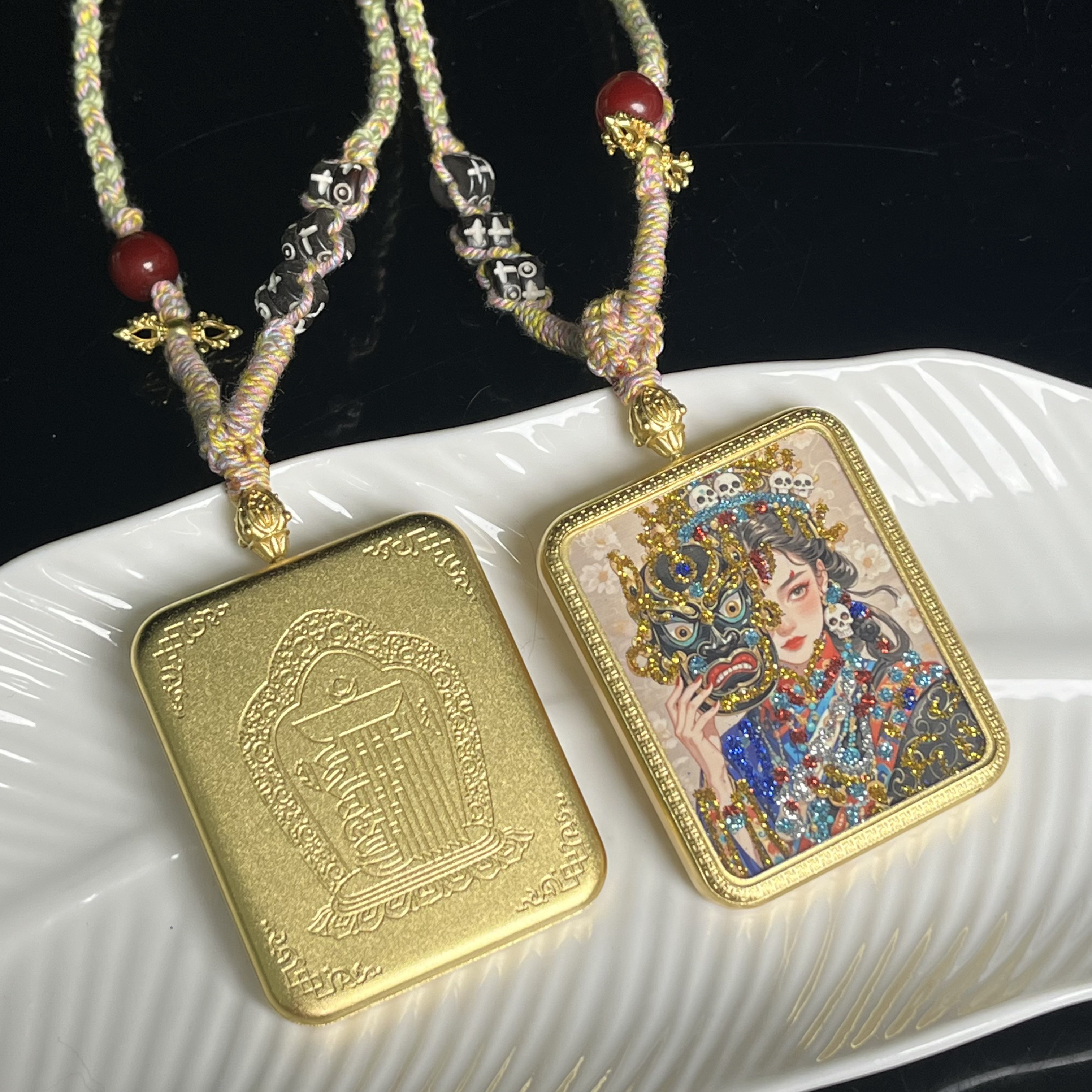 纯手绘彩金唐卡扎基拉姆吊坠TK7多样性发其一