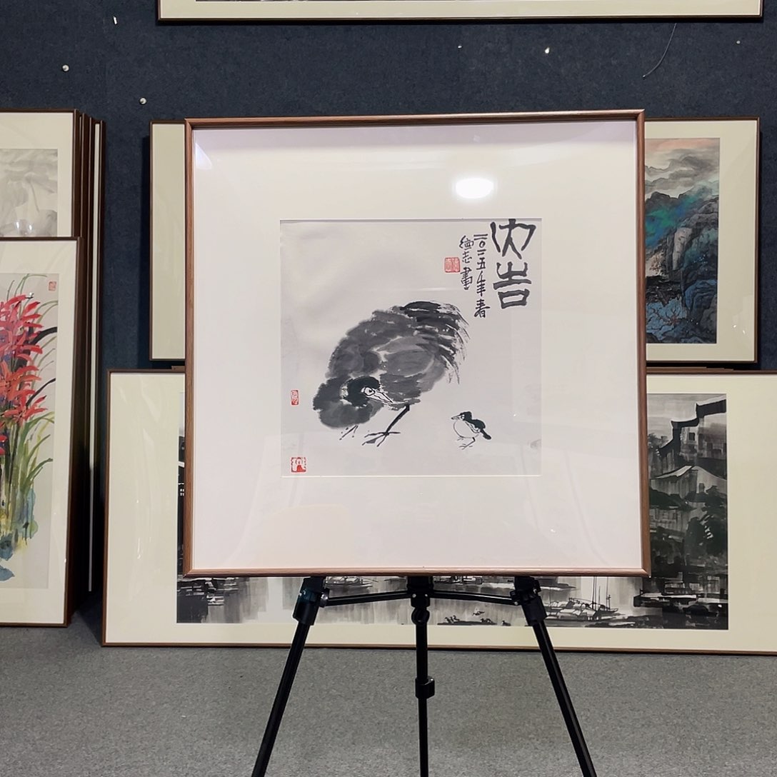 国画手绘作品带框