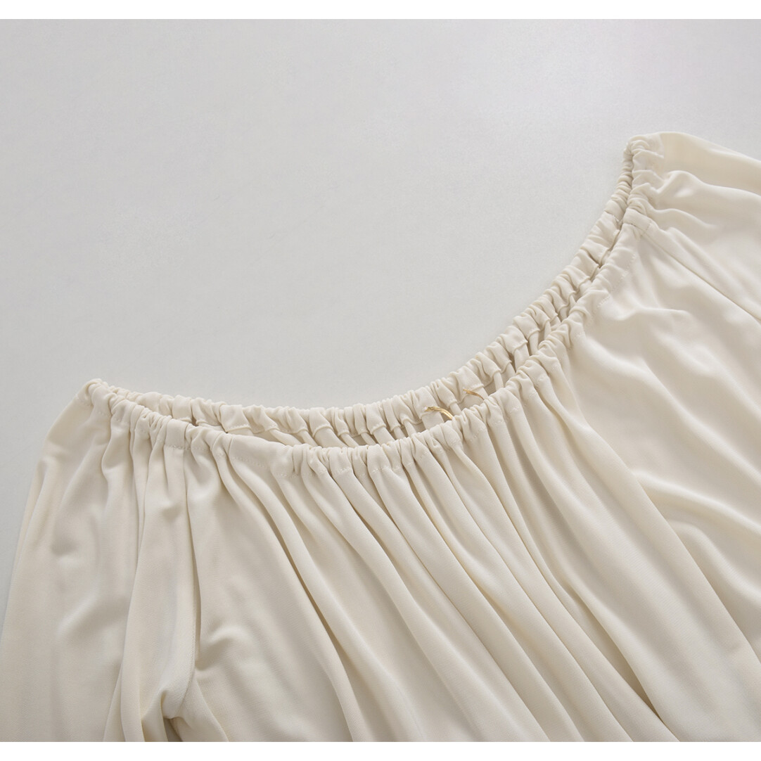 ICCLEK 杏色一字肩高定连衣裙   轻奢 宽松 连衣裙 -1331