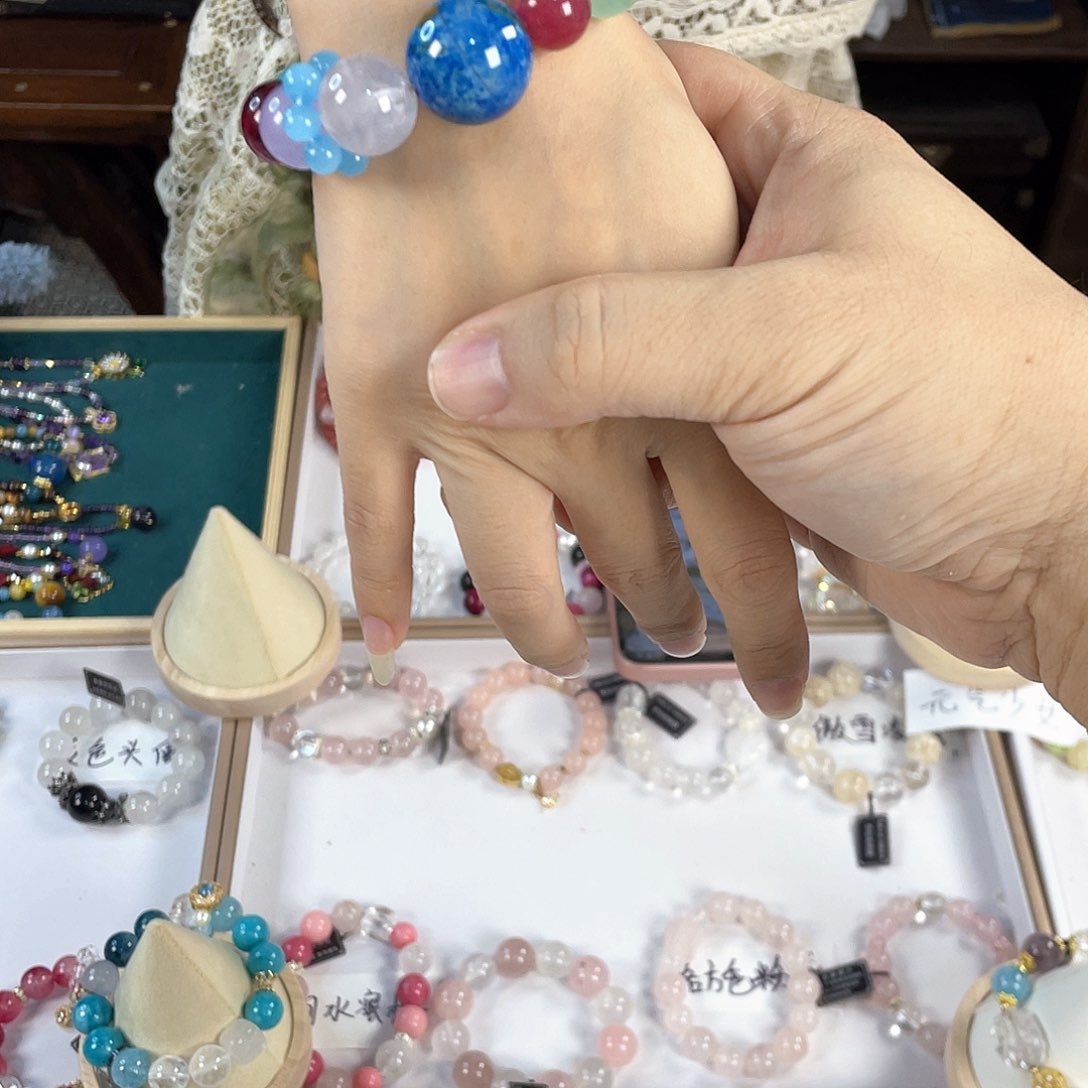 水晶手链银S925镀金镶嵌