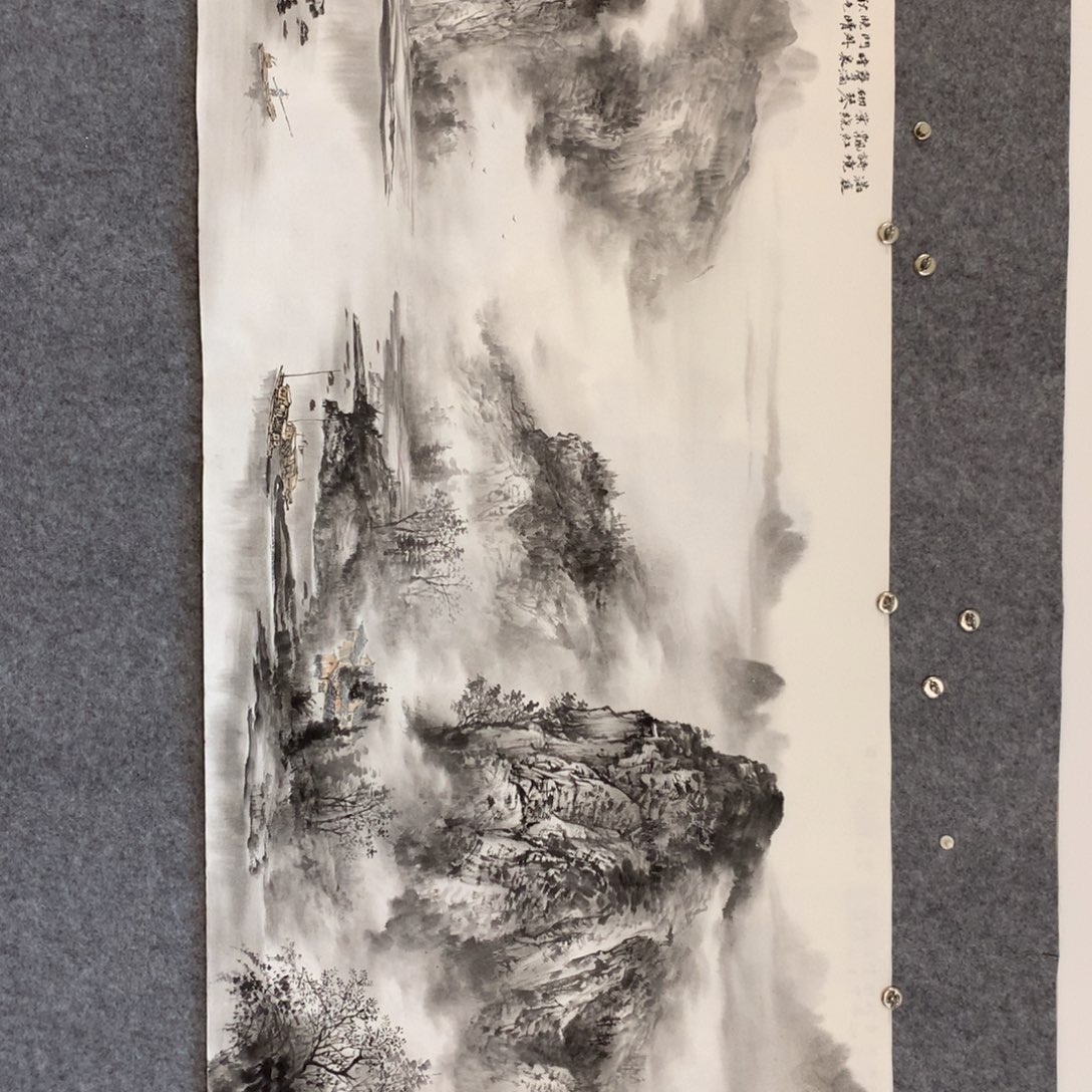 越***生国画山水作品写意