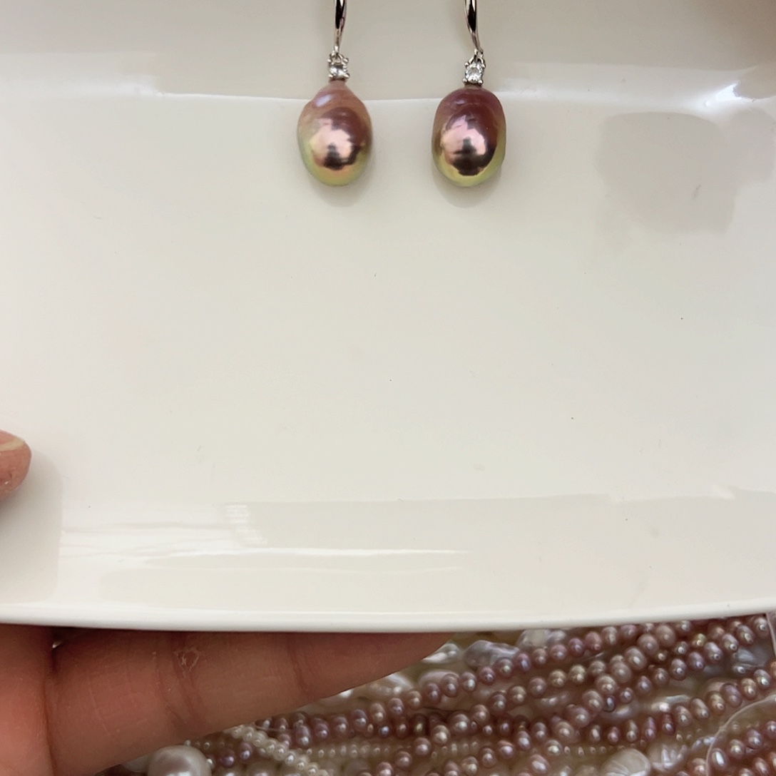 淡水珍珠耳饰银S925镶嵌