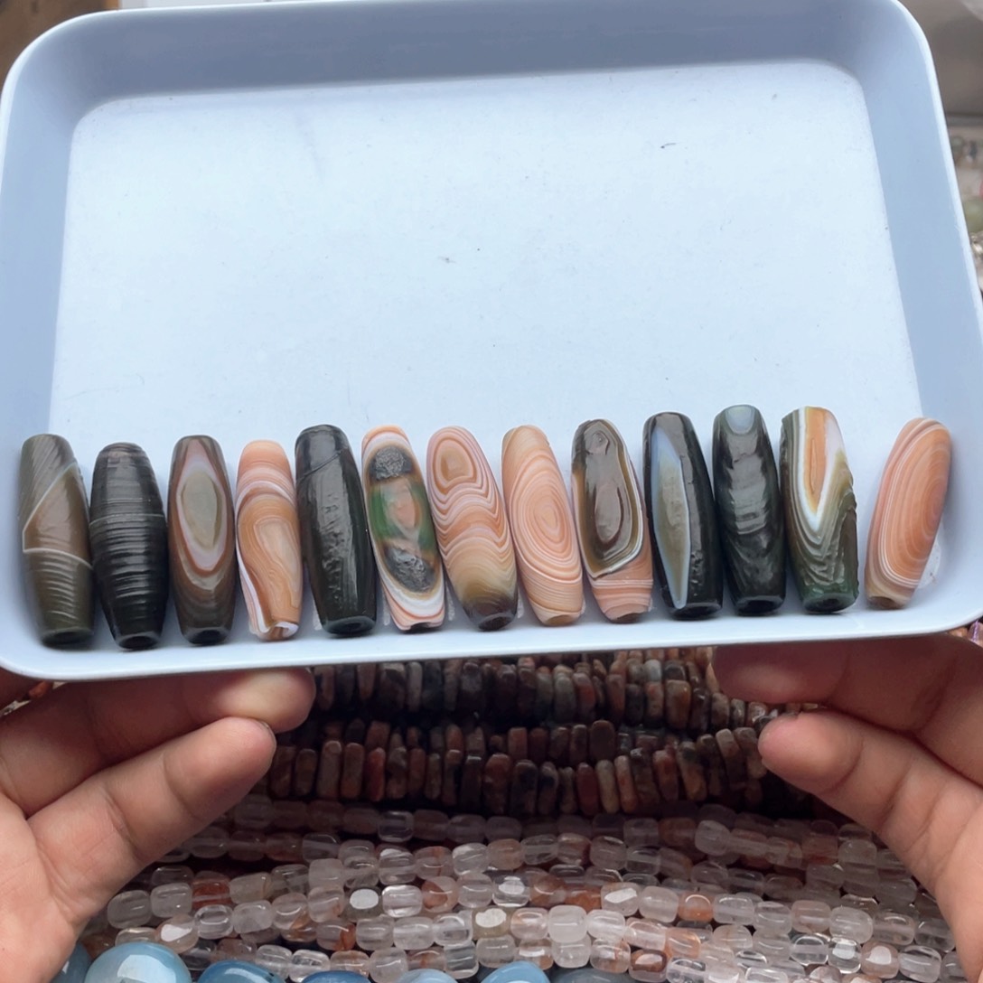 玛瑙/玉髓合金珠宝半成品一个装缠丝玛瑙天柱13*38mm