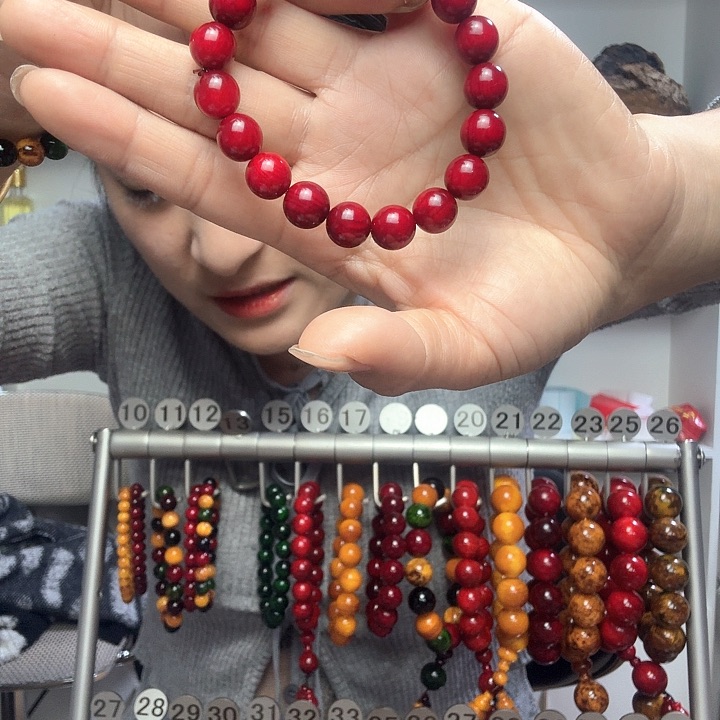 松木固化款琥珀木手串1.0樱桃红女款