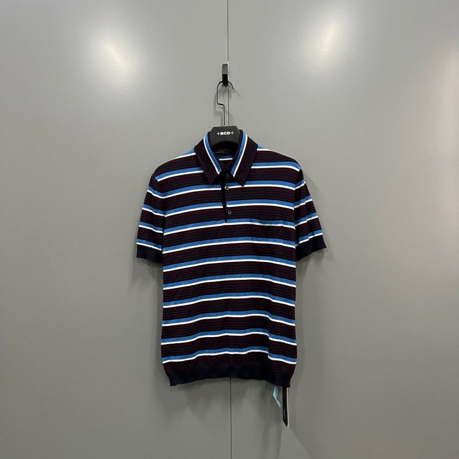 95新 Prada/普拉达 (ll) 普拉达 条纹针织polo衫 50码