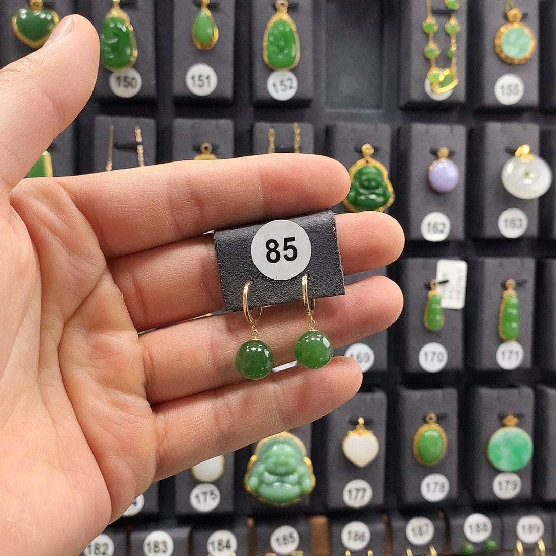 和田玉耳饰18K金镶嵌