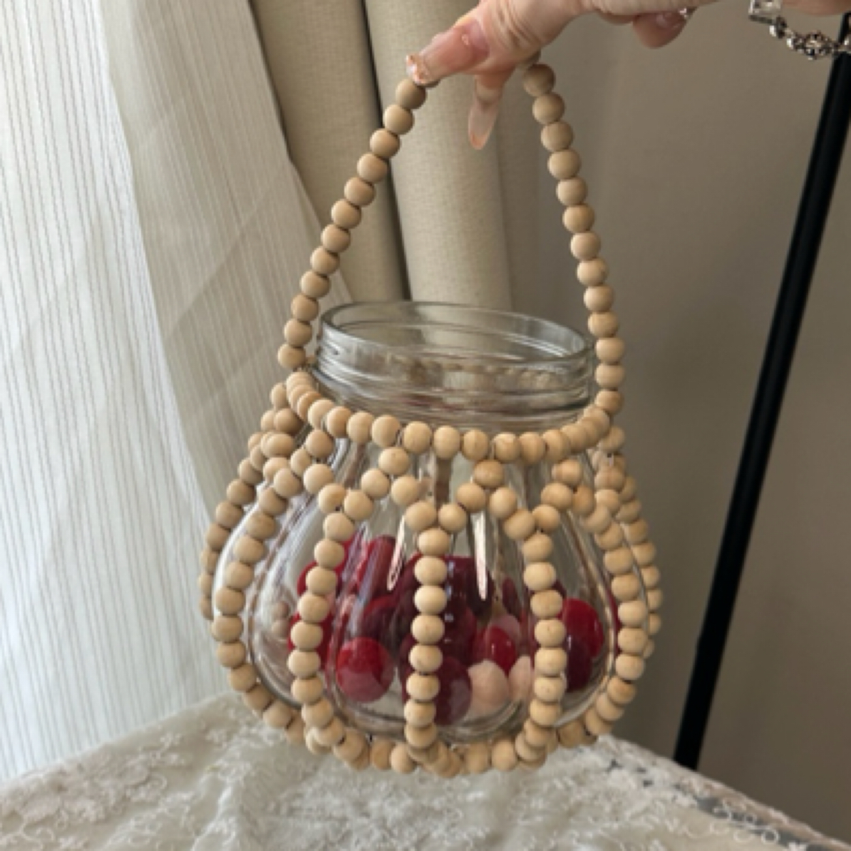 可爱南瓜罐「微瑕捡漏」手工串珠玻璃水培收纳花瓶桌面可悬挂实用