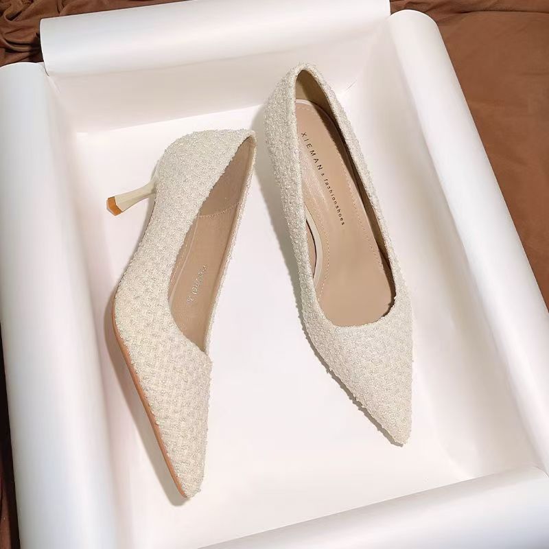 8807尖头性感高跟鞋2025年春秋季新款独特小香风单鞋气质细跟女鞋