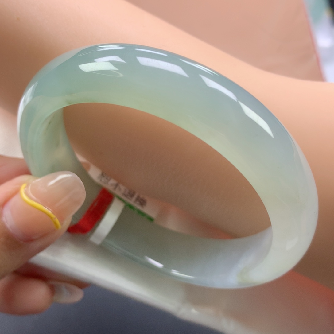 翡翠手镯未镶嵌缅甸天然翡翠手镯55.4正