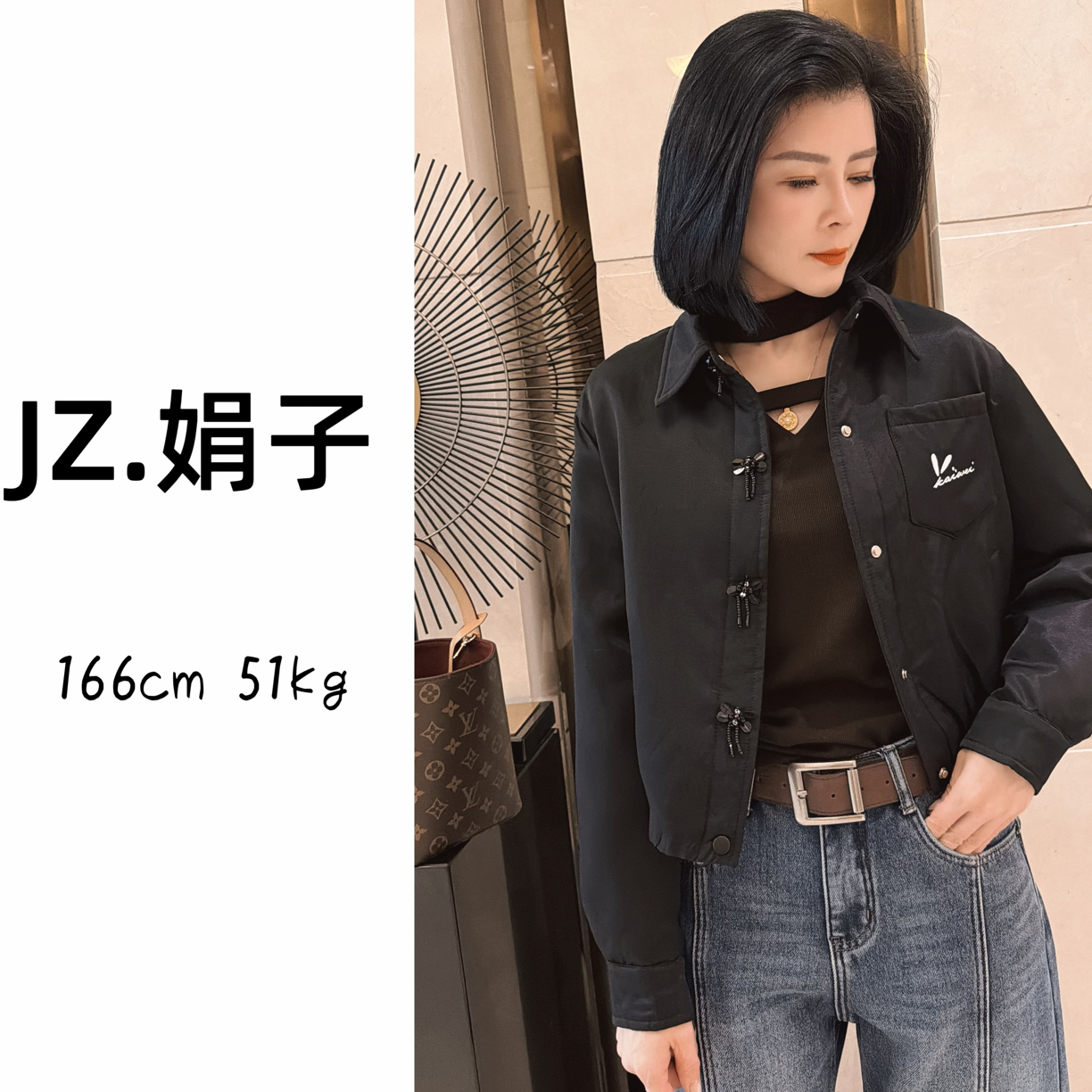 【娟子】秋冬新款单排扣宽松型设计师时尚厚款翻领羽绒服