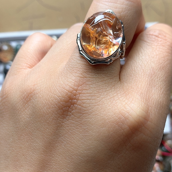 水晶水晶戒指银S925镶嵌海***～