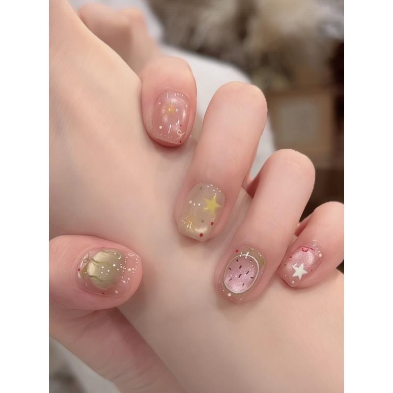茉哉现货【小西瓜】纯手工定制拆卸穿戴甲A4447