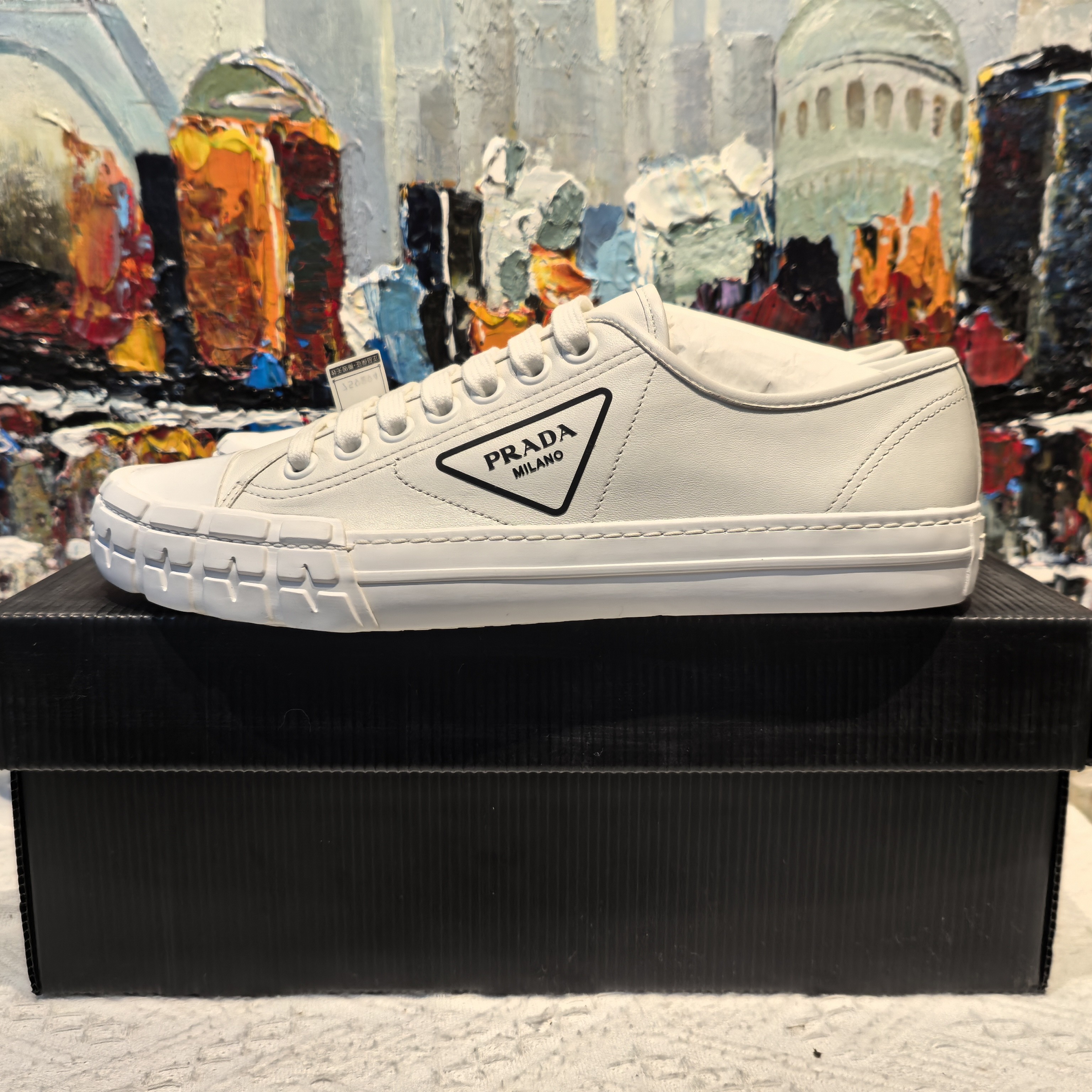 未使用 Prada/普拉达 普拉达白色皮面饼干鞋