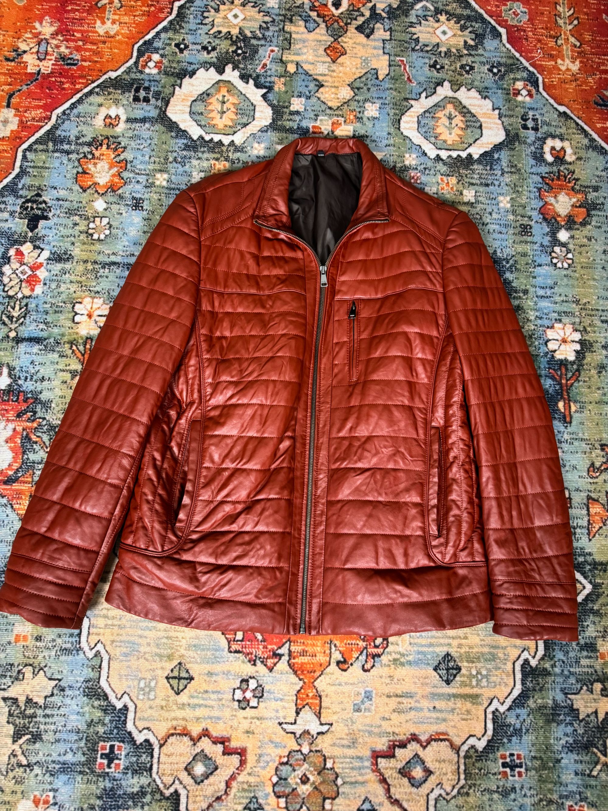 309-399（古着vintege）孤品 旧复古皮衣短款标准宽松型翻领做旧