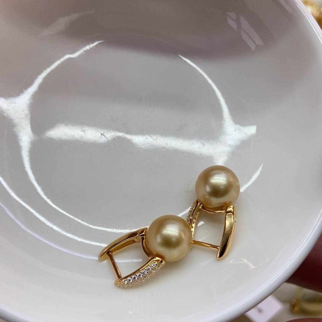 海水珍珠耳饰银S925镶嵌