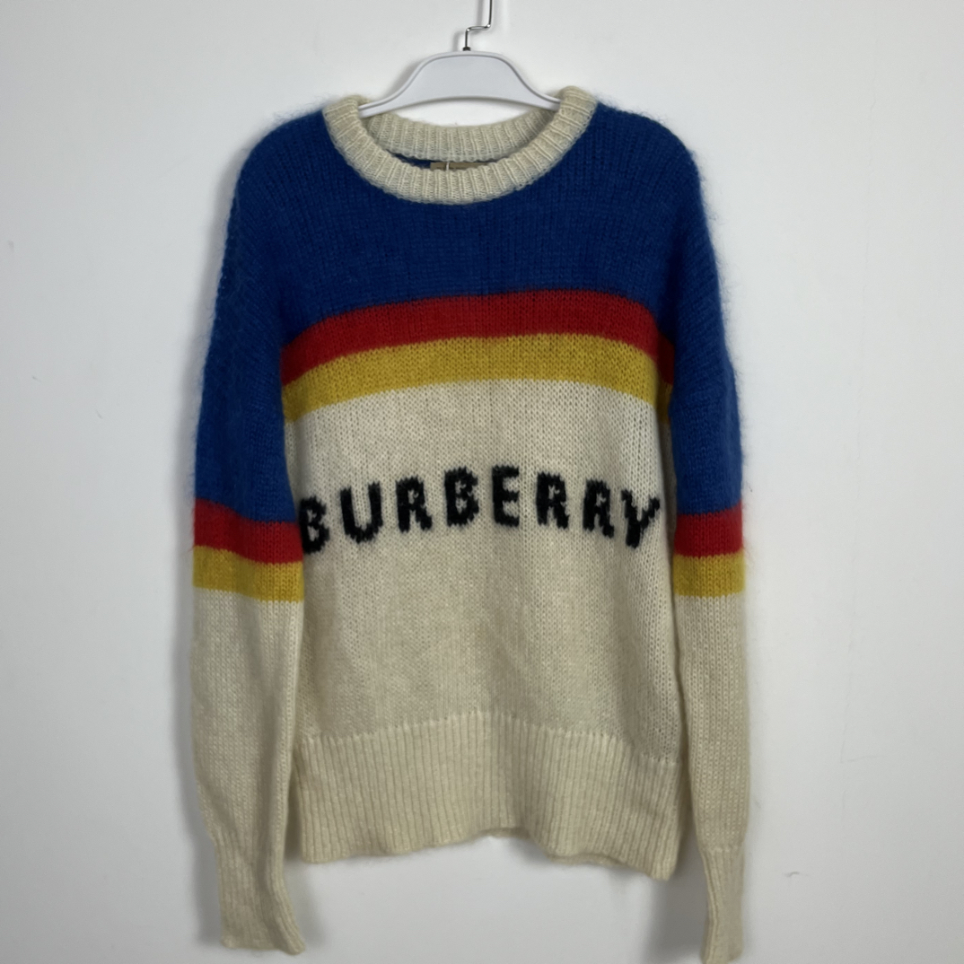 99新 BURBERRY/博柏利 博柏利彩色拼接图案毛衣/L码