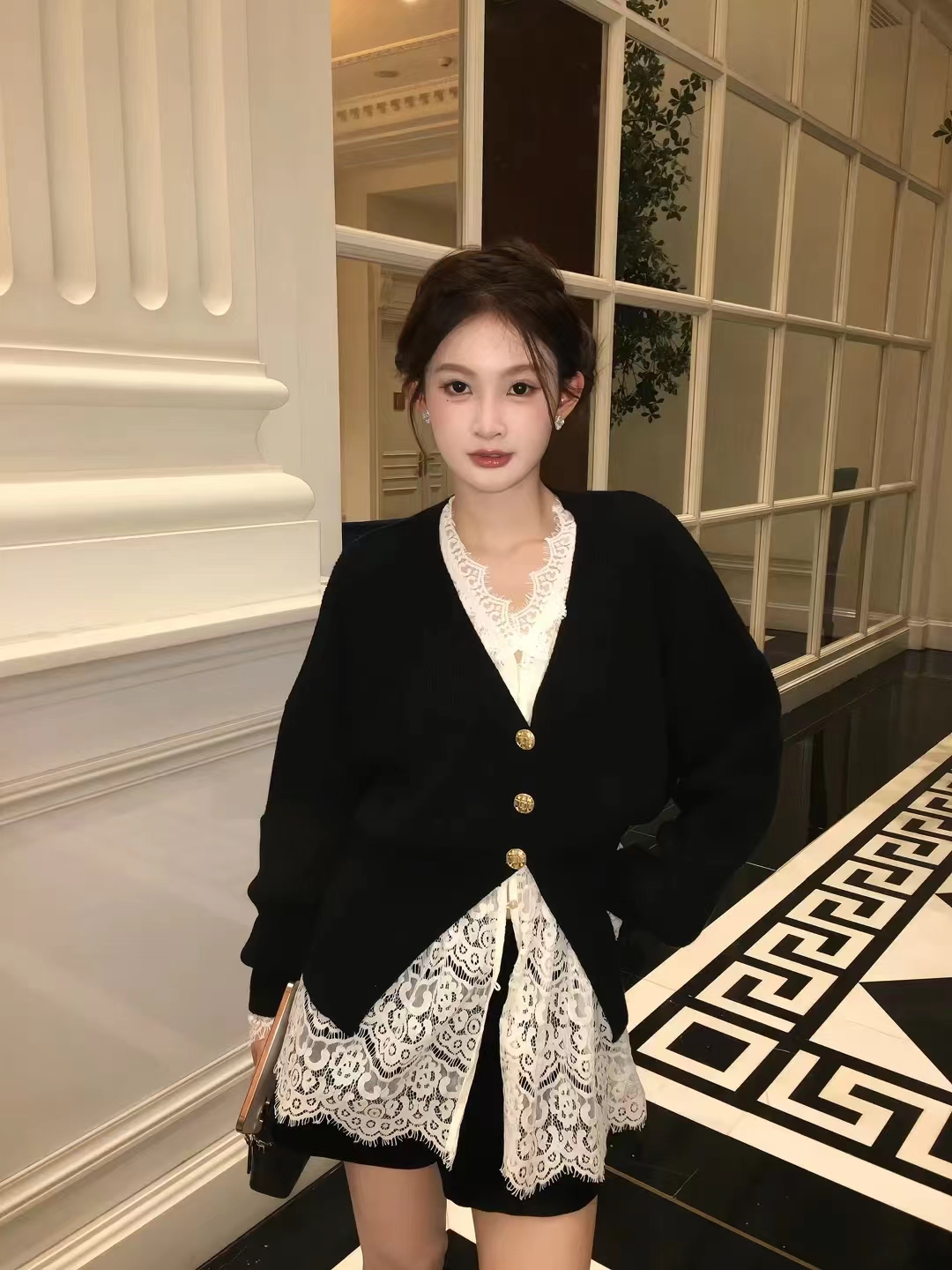 法式小香风气质时尚百搭设计感小众显瘦宽松毛衣蕾丝套装女名媛