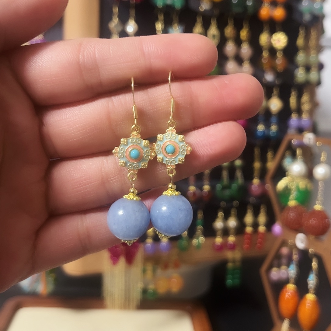 锆石纯铜925银耳饰