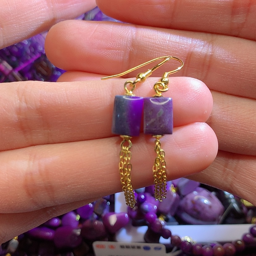 【闪购商品】苏纪石（舒俱来）耳钩银S925镀金镶嵌