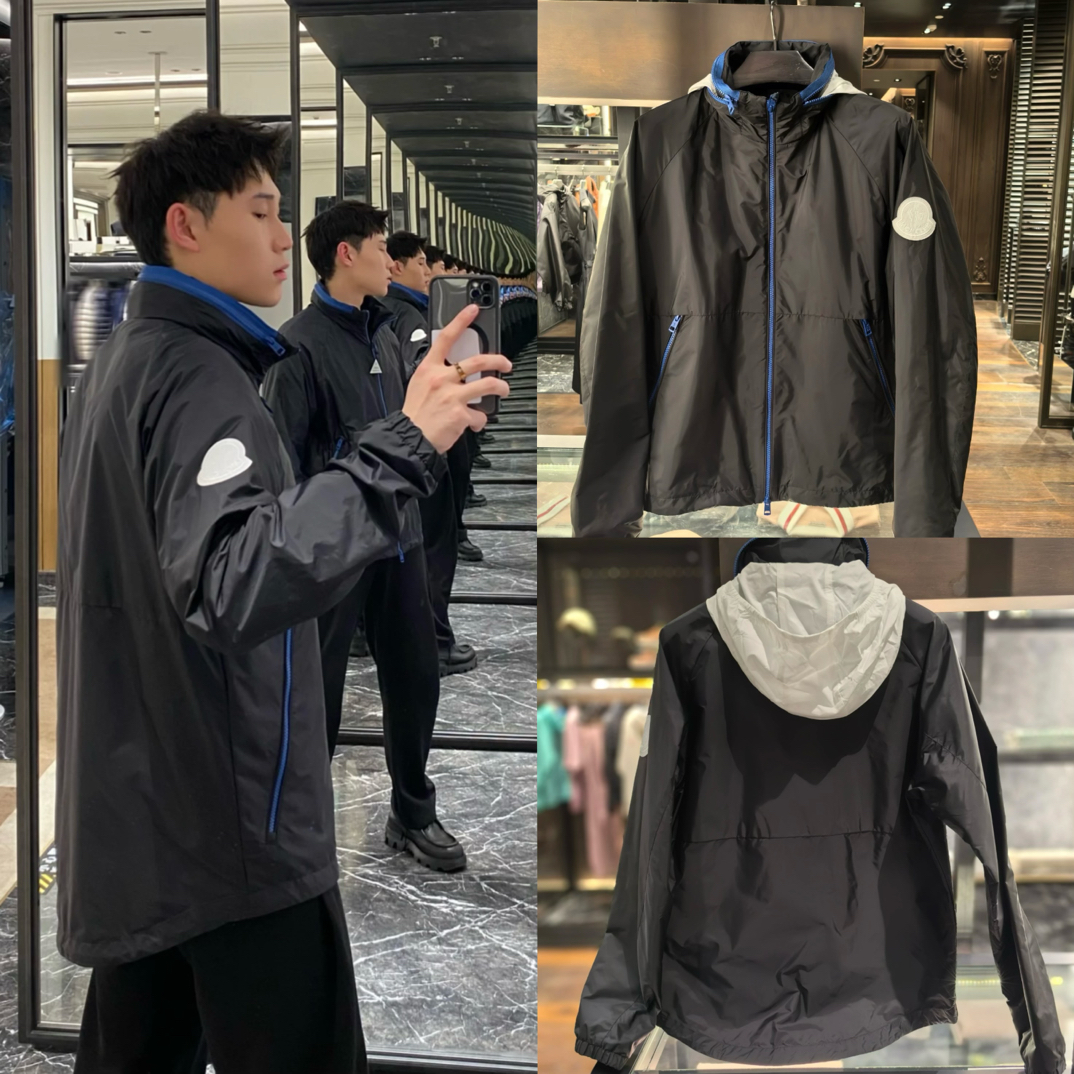未使用 MONCLER 盟可睐蒙口 男款隐藏连帽冲锋衣外套