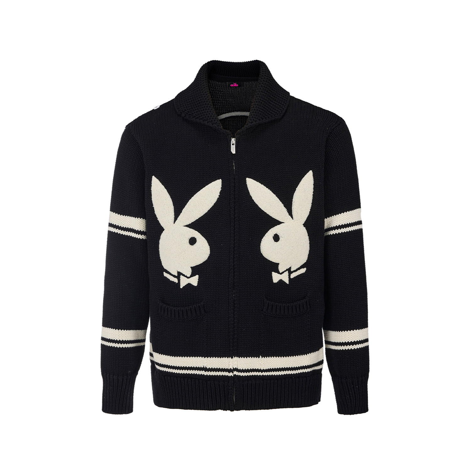 GB-GOODBRAND x PLAYBOY 2025FW基础logo粗针轻奢时尚开衫毛衣
