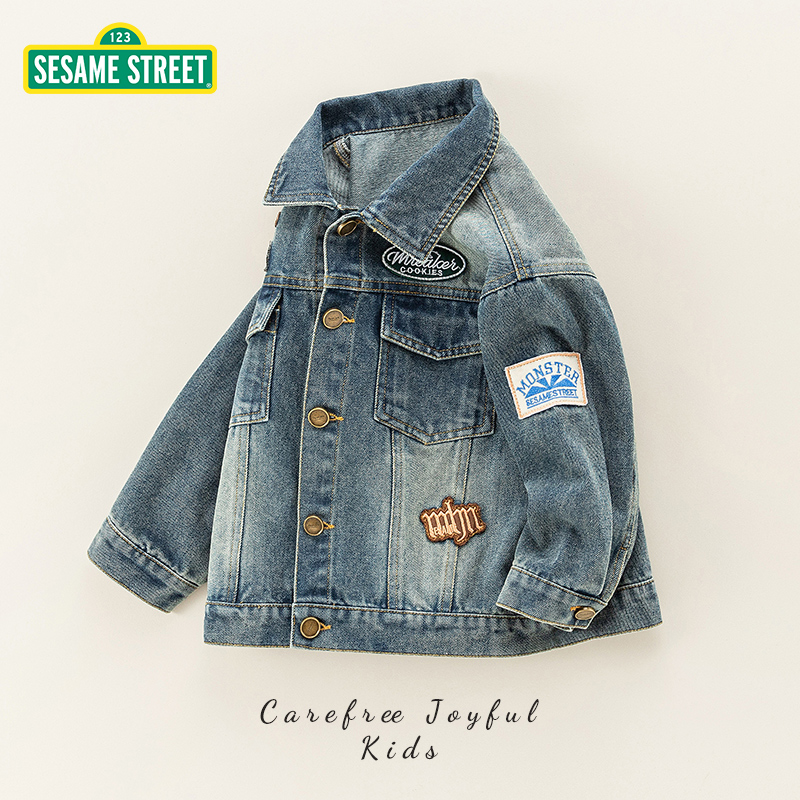 【ZB】芝麻街春季新款儿童重工洋气牛仔外套ZMCA027