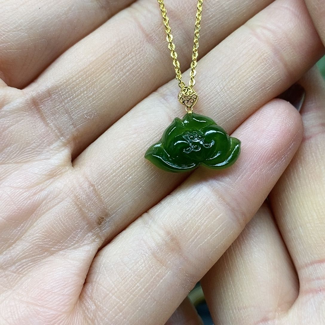 【闪购商品】和田玉（碧玉）颈饰18K金镶嵌