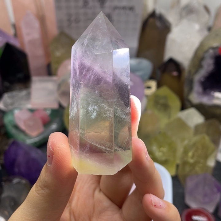 水晶珠宝半成品未镶嵌天然水晶莹石柱1