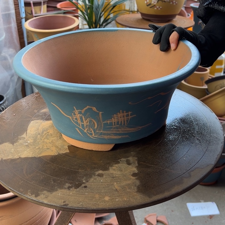 紫砂宜兴紫砂花盆33蓝票口