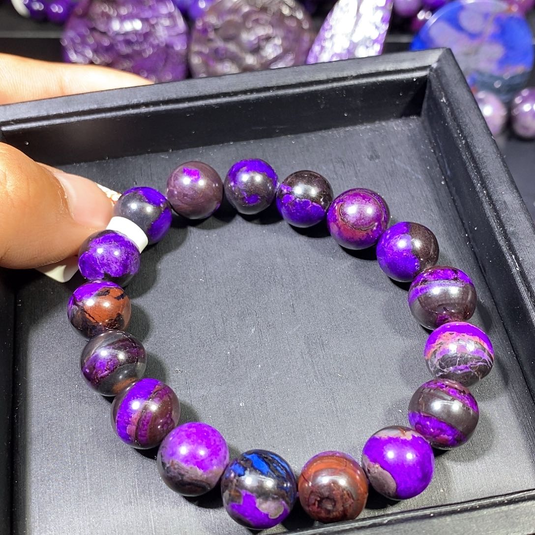 苏纪石（舒俱来）未镶嵌南非老矿舒俱来丝绒圆珠单圈12mm