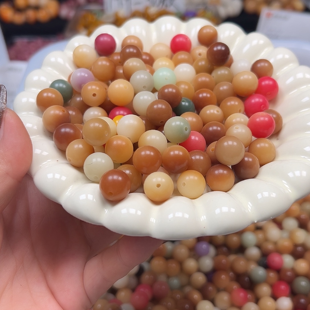 手串菩提根/象牙果炭烧圆大小混200颗