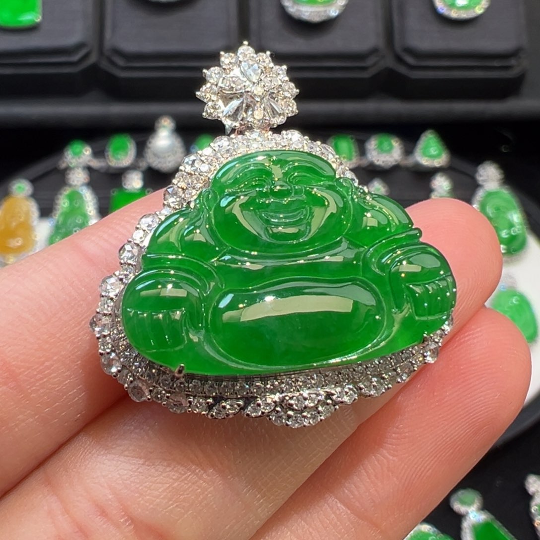 翡翠吊坠(不含链)18K金镶嵌收到货48小时鉴赏期