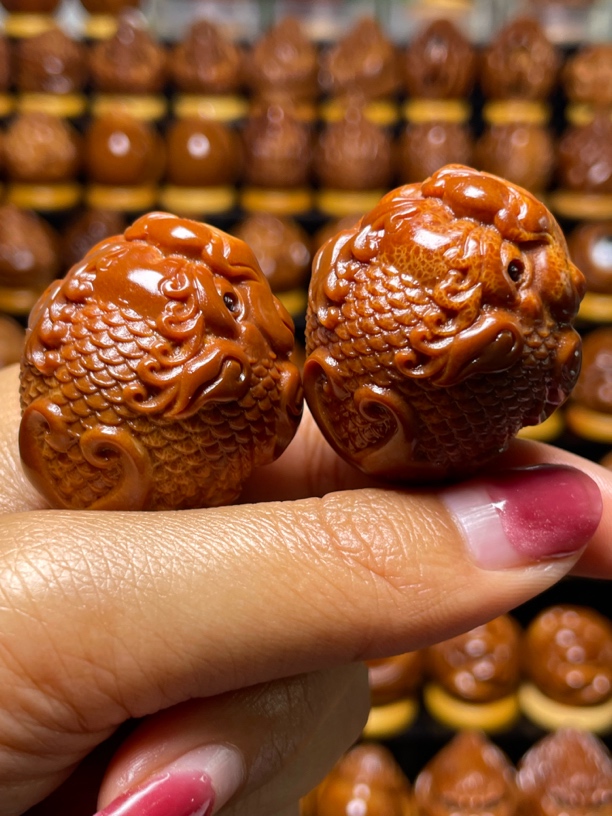 巴西橄榄核貔貅手持手把件手球原 籽