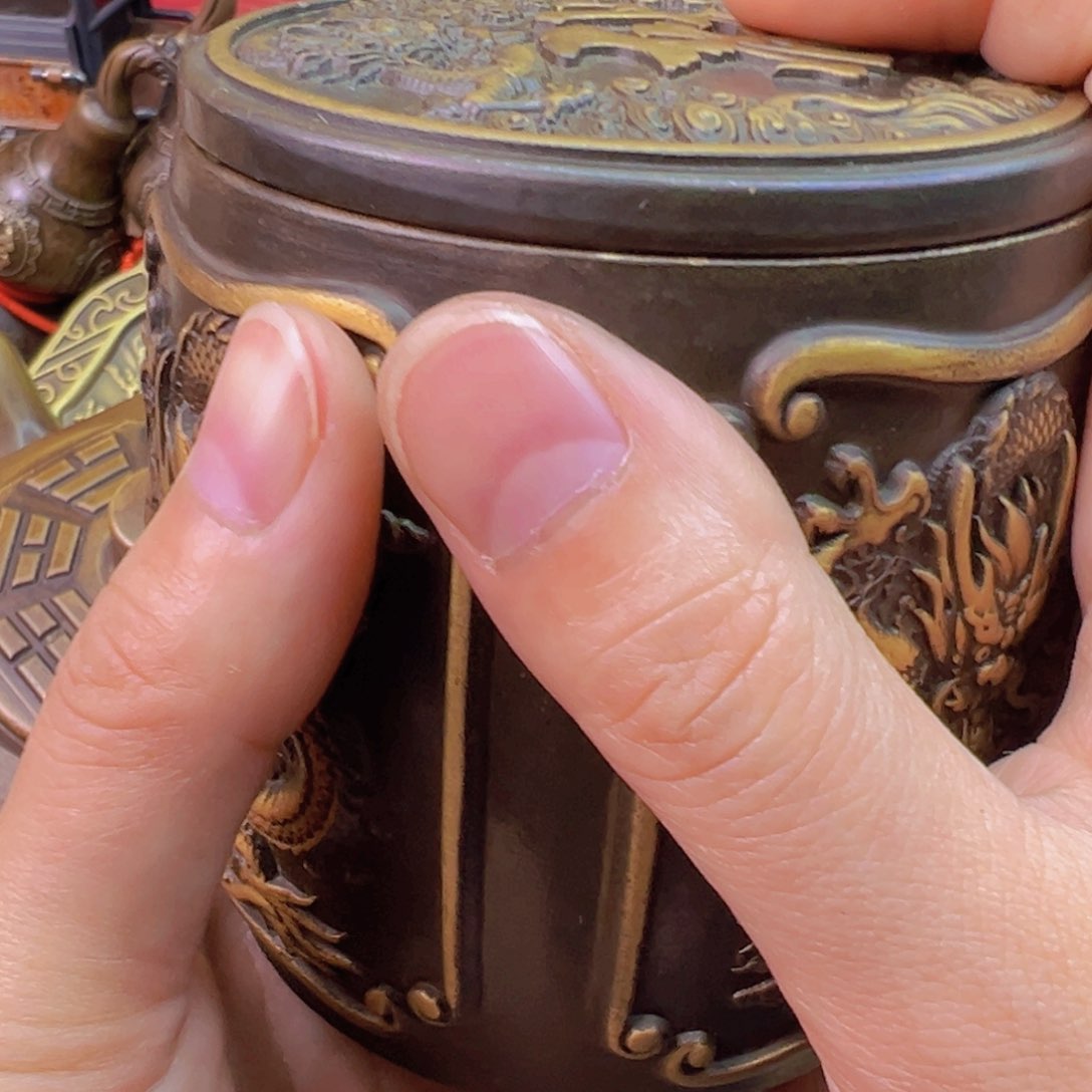 紫金风磨铜五龙茶叶罐