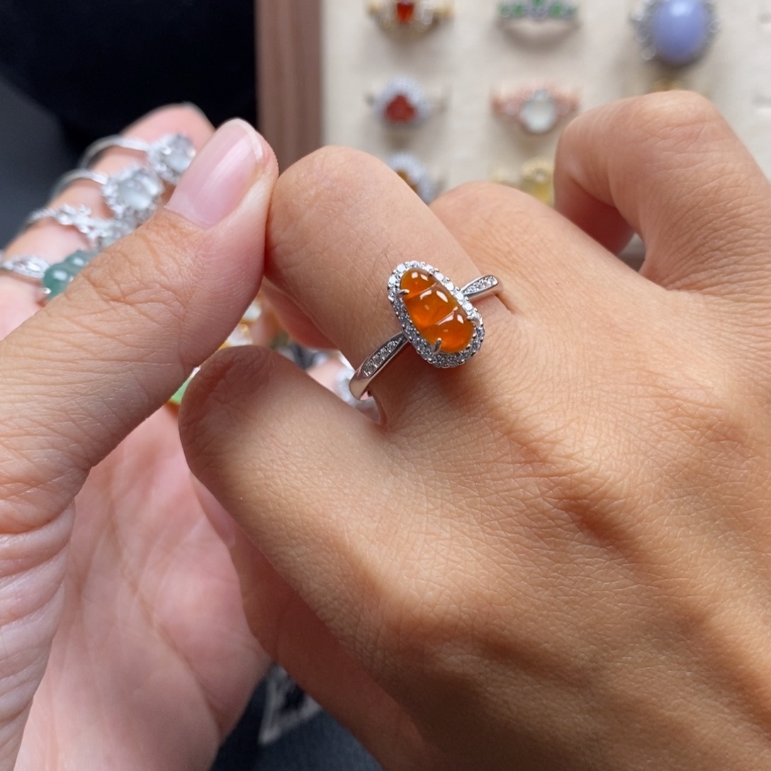 猫***_翡翠银S925镶嵌戒指