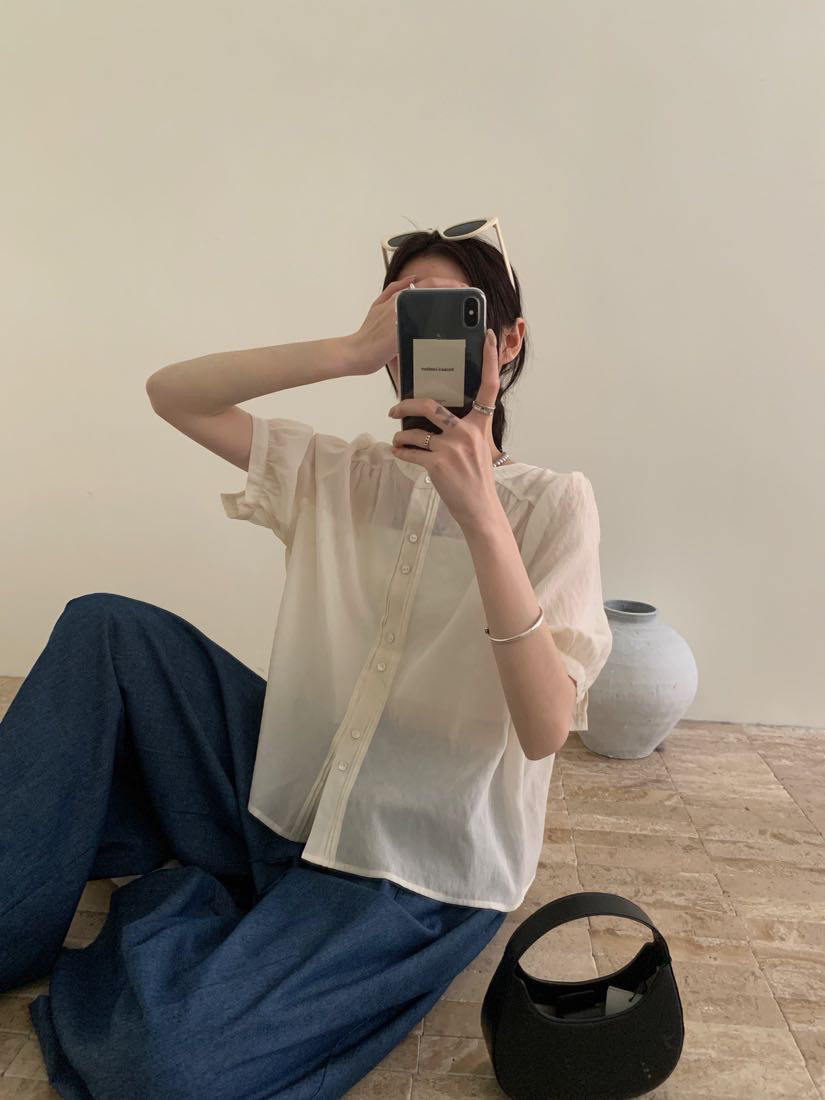 00146 韩系双扣门襟小衫